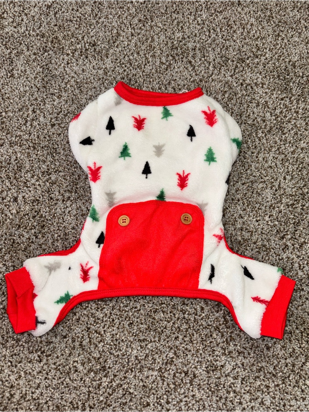Cozy Red & White Holiday Tree Print Dog Pajamas